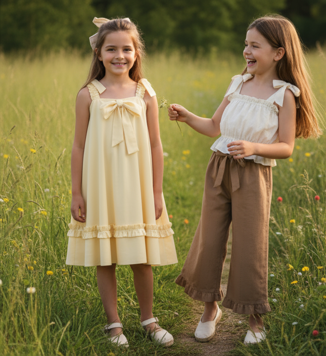 A_single_realistic_photograph_of_four_young_girls__each_wearing_one_of_the_four_organic_cotton_outfi (4) – Kopya1